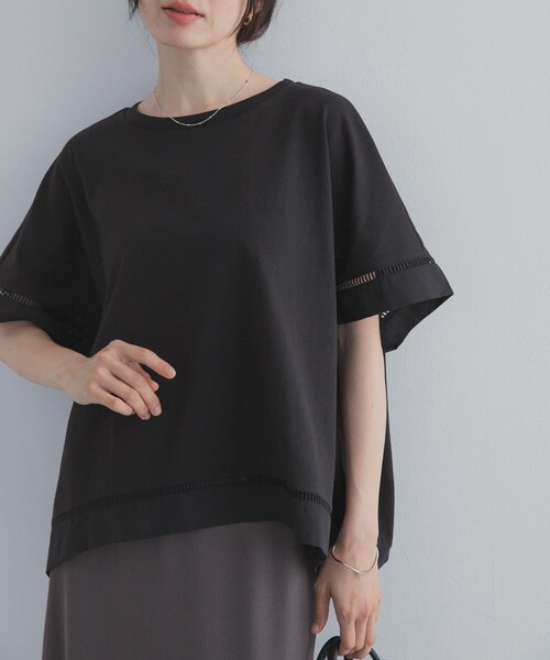 URBAN RESEARCH DOORS(アーバンリサーチドアーズ)の「ハシゴレースドッキングプルオーバー(Tシャツ/カットソー・レディース・OFF WHITE/BLACK/CAMEL・Free)」の19枚目の写真