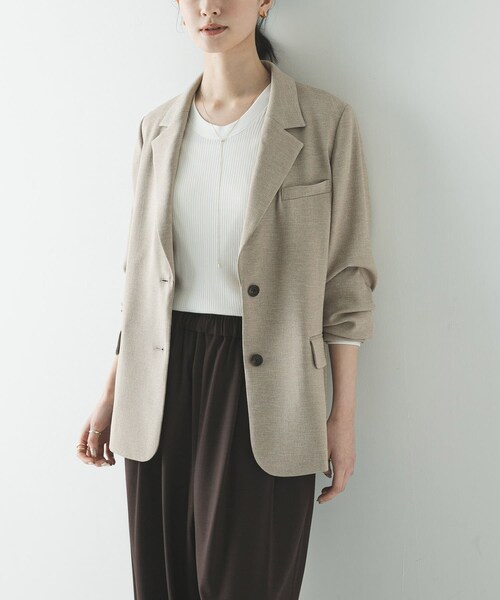 URBAN RESEARCH（アーバンリサーチ）の「リネンライクテーラードジャケット（テーラードジャケット・レディース・BEIGE/BLACK・36/38）」の3枚目の写真