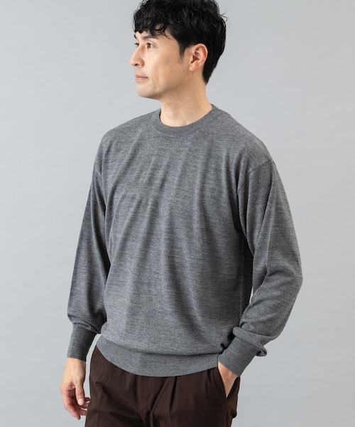 URBAN RESEARCH ROSSO（アーバンリサーチロッソ）の「イタリア糸メリノウールクルーニット（ニット/セーター・メンズ・GREIGE/GRAY/DARK BROWN/NAVY/BLACK・M/L）」の3枚目の写真