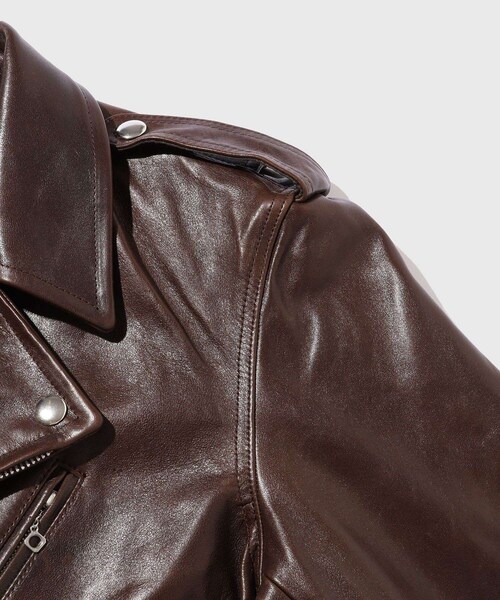 ADAM ET ROPE'（アダムエロペ）の「【AURALEE/オーラリー】HEAVY LAMB LEATHER RIDERS JACKET（ライダースジャケット・メンズ・ダークブラウン・4/5）」の9枚目の写真