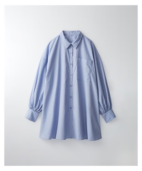 nissen（ニッセン）の「【Essenave】ワイドシャツ（シャツ/ブラウス・レディース・オフホワイト/ブルー系ストライプ・MTT/LTT/LLTT/3LTT）」の7枚目の写真