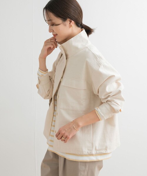 URBAN RESEARCH DOORS（アーバンリサーチドアーズ）の「ミリタリースタンドカラージャケット（ミリタリージャケット・レディース・NATURAL/KHAKI・M）」の8枚目の写真