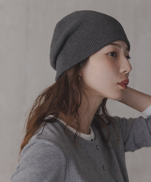 URBAN RESEARCH Sonny Label（アーバンリサーチサニーレーベル）の「コットンシングルニット帽（ニットキャップ/ビーニー・レディース・ブラック/グレー・One）」の2枚目の写真