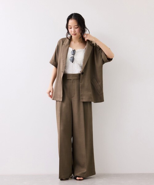 VIS(ビス)の「Light Airyシングルドルマンサマージャケット/UVケア・接触冷感・吸水速乾(テーラードジャケット・レディース・ブラック/キナリ/カーキ系・F)」の5枚目の写真