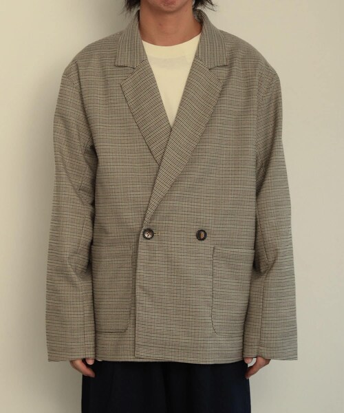 SENSE OF PLACE by URBAN RESEARCH（センスオブプレイスバイアーバンリサーチ）の「チェックダブルルーズジャケット（テーラードジャケット・メンズ・BEG×KHK・M/L）」の12枚目の写真