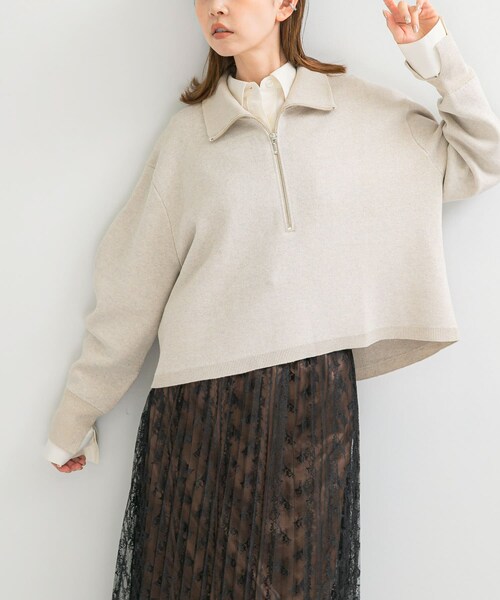 URBAN RESEARCH ROSSO（アーバンリサーチロッソ）の「ハーフジップニット（ニット/セーター・レディース・L/GREIGE/RED・FREE）」の4枚目の写真