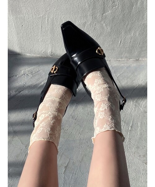 RESEXXY（リゼクシー）の「レースショートソックス（ソックス/靴下・レディース・アイボリー/ブラック・F）」の2枚目の写真