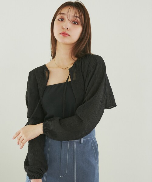 ROPE' PICNIC（ロペピクニック）の「ふくれジャガードボレロ（その他トップス・レディース・ブラック/キナリ・F）」の10枚目の写真