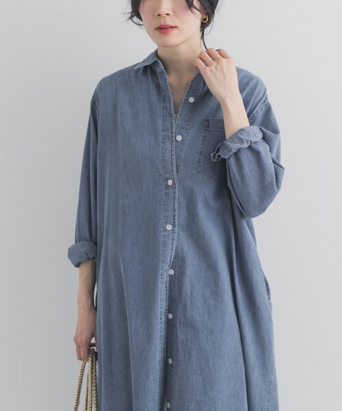 URBAN RESEARCH DOORS(アーバンリサーチドアーズ)の「ライトコットンデニムシャツワンピース(ワンピース・レディース・L.INDIGO/INDIGO・Free)」の6枚目の写真