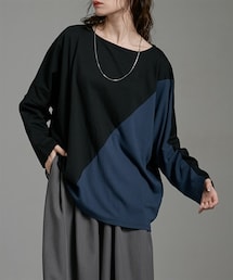 nissen | リブ切替ゆったりシルエット長袖Ｔシャツ　［Soiunique］(Tシャツ/カットソー)