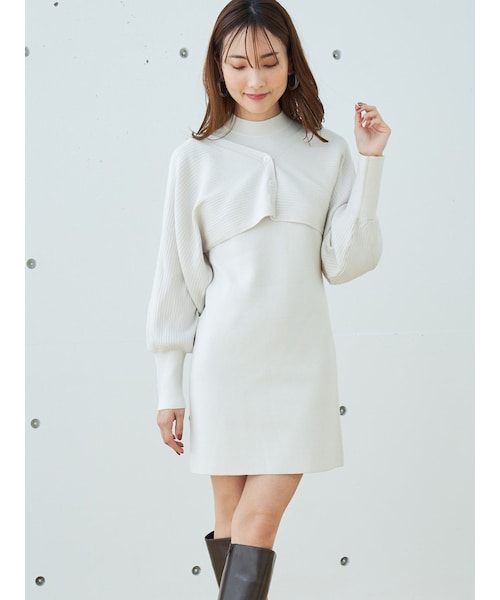 MERCURYDUO 半袖ニットワンピ マーキュリーデュオ MERCURYDUO ツイストクロシェマーメイド