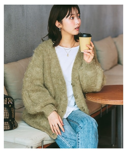 nissen（ニッセン）の「ウール混モヘアタッチニットカーディガン