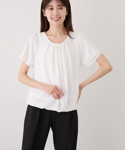 Jayro(ジャイロ)の「胸元タックブラウス(シャツ/ブラウス・レディース・ホワイト系/ネイビー/サックス/ピンク・M)」の10枚目の写真
