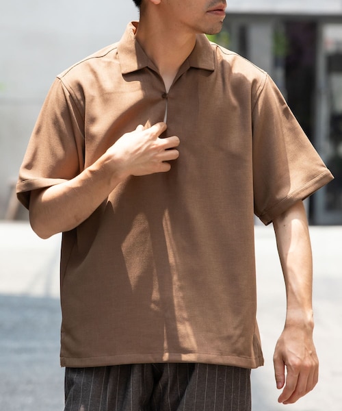 URBAN RESEARCH ROSSO（アーバンリサーチロッソ）の「『WEB限定』『セットアップ対応』パナマ風スキッパーシャツ（シャツ/ブラウス・メンズ・MOCHA/ICE GRAY/NAVY/BLACK・M/L）」の3枚目の写真