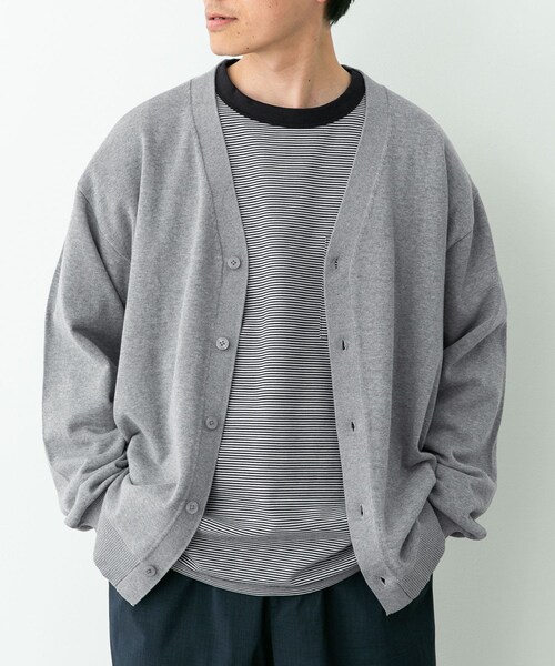 URBAN RESEARCH Sonny Label（アーバンリサーチサニーレーベル）の「強撚コットンニットカーディガン（カーディガン/ボレロ・メンズ・グレー/チャコール/レッド・M/L）」の7枚目の写真