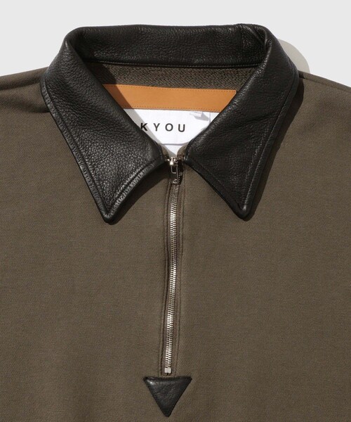 ADAM ET ROPE'（アダムエロペ）の「【KYOU/キョウ】BROTHERS Leather x Original Supima Aging Cotton Sweat（スウェット・メンズ・ブラック/グレー/オリーブ・1/2）」の9枚目の写真