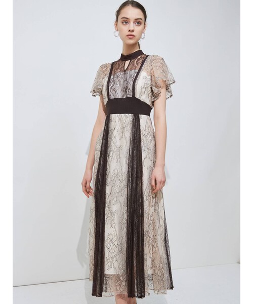 MERCURYDUO（マーキュリーデュオ）の「レースプリーツスイッチングドレス（ドレス・レディース・アイボリー/ラベンダー・S/M）」の9枚目の写真