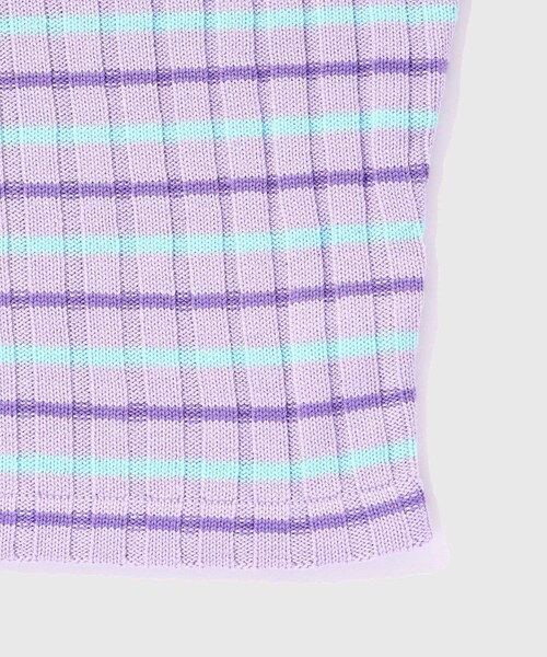 ADAM ET ROPE'（アダムエロペ）の「【RICE NINE TEN/ライス ナイン テン】RIBBED KNIT POLO SHIRT（ポロシャツ・メンズ・グレー/ベージュ/ラベンダー系・1/2）」の12枚目の写真