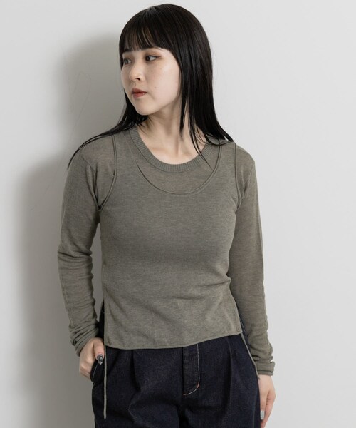 THE GOODLAND MARKET（ザグッドランドマーケット）の「cwtch　LAYERED KNIT TOPS（カーディガン/ボレロ・レディース・NAVY/RED/SAGE/B.GRAY/KHAKI・Free）」の18枚目の写真