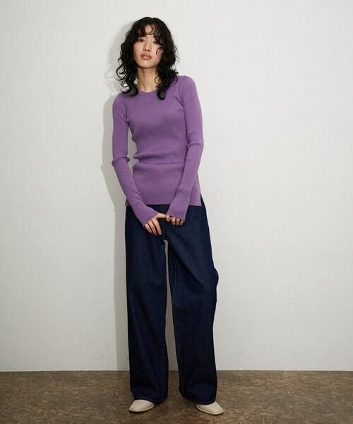 AURALEE / オーラリー | 2023AW | GIZA HIGH GAUGE RIB KNIT PULLOVER / リブ ニット | 1 | ブラック | レディース AURALEE（オーラリー） AURALEE GIZA HIGH GAUGE RIB KNIT PULLOVER