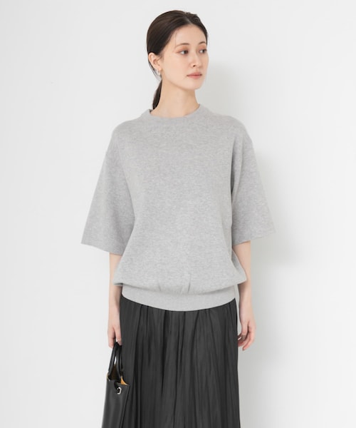URBAN RESEARCH(アーバンリサーチ)の「コットンカシミヤハーフスリーブニット(ニット/セーター・レディース・OFF WHITE/GRAY/DRK NAVY・Free)」の2枚目の写真