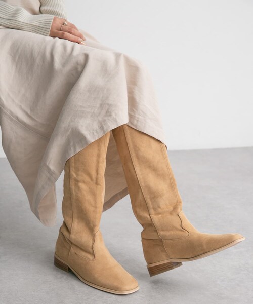KBF（ケイビーエフ）の「スエードロングブーツ（ブーツ・レディース・KHAKI/BEIGE・37/38）」の4枚目の写真