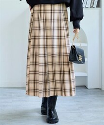 nissen | 大きいサイズ 両面起毛プリーツ風タックスカート【メルティストレッチ】(ゆったりヒップ)(スカート)