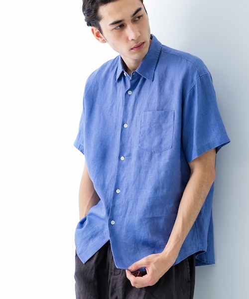 URBAN RESEARCH（アーバンリサーチ）の「LINEN SHORT-SLEEVE SHIRTS（シャツ/ブラウス・メンズ・WHITE/BLUE/BROWN/D.NAVY・S/M/L）」の3枚目の写真