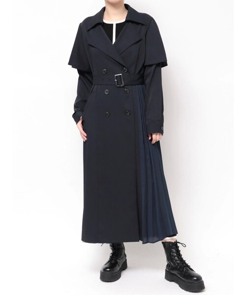 CALNAMUR（カルナムール）の「COLLAR REMOVAL DRESS TRENCH COAT/カラーリムーバルドレストレンチコート（トレンチコート・レディース・ベージュ/ネイビー/アイスブルー・F）」の3枚目の写真