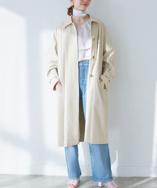 ROPE' PICNIC（ロペピクニック）の「【撥水・花粉ガード】ステンカラーコート/スプリングコート（ステンカラーコート・レディース・ベージュ/ベージュ系/ネイビー・36/38）」の10枚目の写真