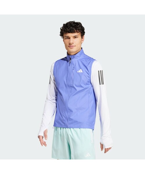 adidas（アディダス）の「オウン ザ ラン ベスト（ジャケット/アウター・メンズ・ブルー・J/S/J/M/J/L/J/XL/J/2XL/J/2XS/J/XS/J/3XL/XS/S/M/L/XL/2XL/3XL/4XL/5XL/6XL/MT/LT/XLT/2XLT/3XLT/4XLT/5XLT/6XLT/J/4XL/J/5XL）」の4枚目の写真