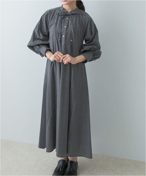 URBAN RESEARCH ROSSO（アーバンリサーチロッソ）の「F by ROSSO　チェックリボンシャツワンピース（ワンピース・レディース・OFF WHITE/KHAKI/NAVY・FREE）」の10枚目の写真