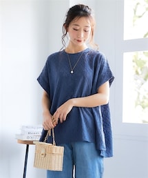 nissen | ＜大きいサイズ＞カットレースポンチョ風トップス(Tシャツ/カットソー)