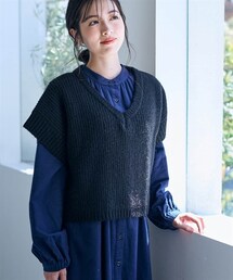 nissen | Vネックショート丈ニットベスト【Otona Purete】(ニット/セーター)