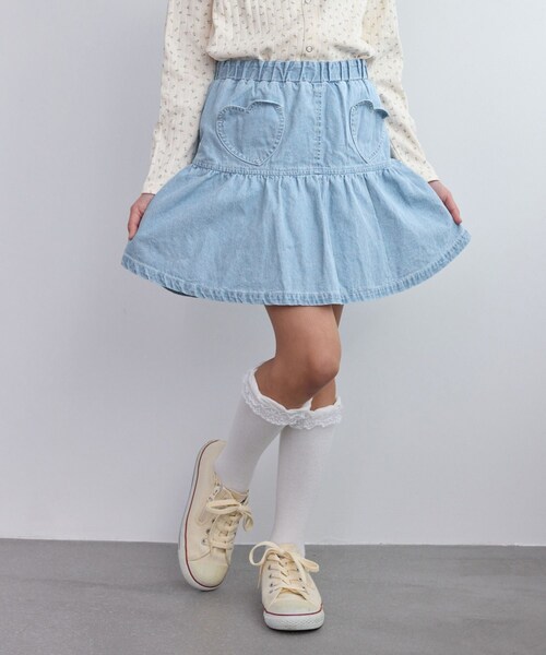 ROPE' PICNIC（ロペピクニック）の「【KIDS/キッズ】インパンツ付きハートポケットデニムスカート（デニムスカート・キッズ・ネイビー/サックス・L/M/S）」の8枚目の写真