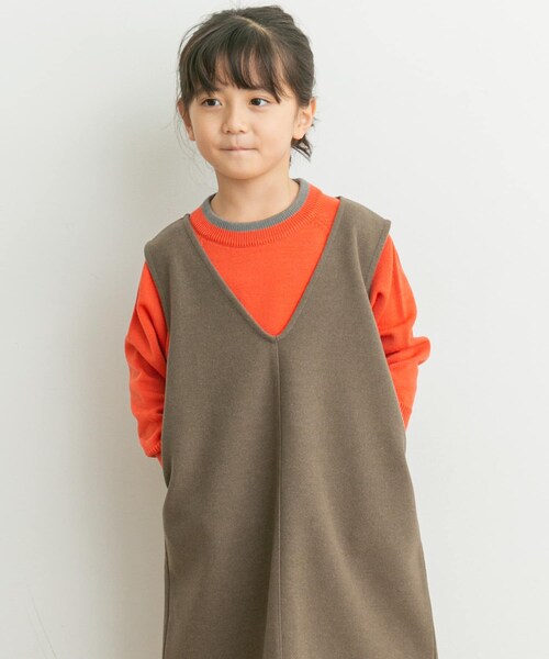URBAN RESEARCH DOORS（アーバンリサーチドアーズ）の「ウーステッドヤーン配色ニット(KIDS)（ニット/セーター・キッズ・OFF×NAVY/ORANGE・105/120/135）」の2枚目の写真