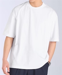 nissen | オーバーサイズきれいめ衿高半袖Tシャツ　ジャケットの下に着るTシャツ【大きいサイズ有】(Tシャツ/カットソー)