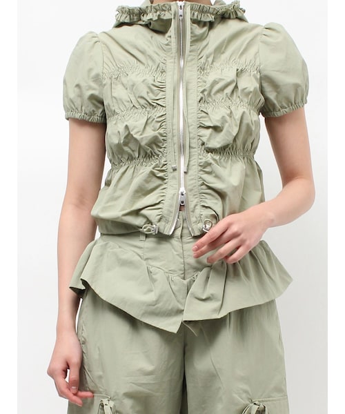 jouetie（ジュエティ）の「ハーフスリーブギャザーブルゾン（その他トップス・レディース・アイボリー/ブラック/カーキ・M）」の9枚目の写真