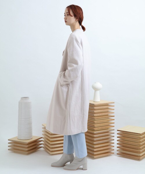 SENSE OF PLACE by URBAN RESEARCH（センスオブプレイスバイアーバンリサーチ）の「ウールビーバーノーカラーコート（ノーカラージャケット・レディース・L.KHAKI/L.GRAY/PURPLE/MOCHA/BLACK・FREE）」の16枚目の写真