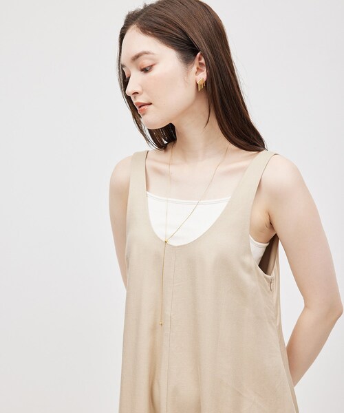 ROPE'（ロペ）の「コットンシルク丸胴テレコカップ付きキャミソール（キャミソール・レディース・ブラック/オフホワイト/ワイン・F）」の14枚目の写真