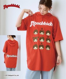 nissen | ＜大きいサイズ＞ 【モンチッチ】フード付ゆるシルエットプリントチュニックTシャツ(パーカー)