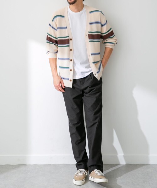 URBAN RESEARCH Sonny Label（アーバンリサーチサニーレーベル）の「マルチボーダーニットカーディガン（カーディガン/ボレロ・メンズ・ネイビー/オフ/イエロー・M/L）」の20枚目の写真