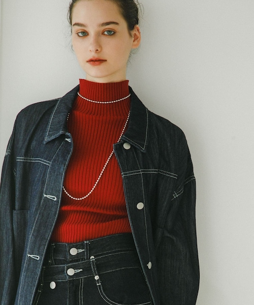 SENSE OF PLACE by URBAN RESEARCH(センスオブプレイスバイアーバンリサーチ)の「ストレッチリブハイネックセーター(ニット/セーター・レディース・RED/WHT×BLK/IVORY/BLACK/BEIGE/NAVY/ORANGE/BLUE/GREEN/PURPLE/CHARCOAL・One/COMPACT)」の10枚目の写真