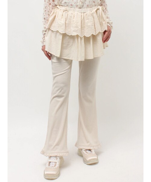 merry jenny（メリージェニー）の「lace skirt flare pants（その他パンツ・レディース・アイボリー/グレー・F）」の2枚目の写真
