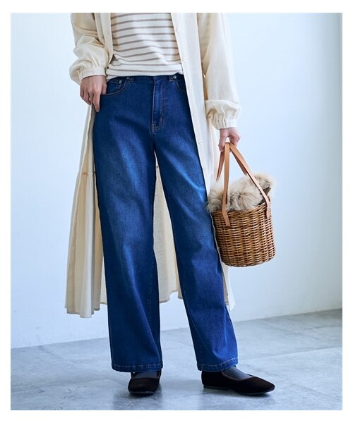 nissen（ニッセン）の「セミワイドデニムパンツ【Otona Purete】（パンツ・レディース・インディゴブルー/ユーズドブルー・M/L/LL/3L/4L/5L/6L）」の10枚目の写真