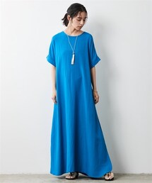 CHIC STYLE | 大きいサイズレーヨン麻2WAYフレンチスリーブマキシワンピースシックスタイル(ワンピース)
