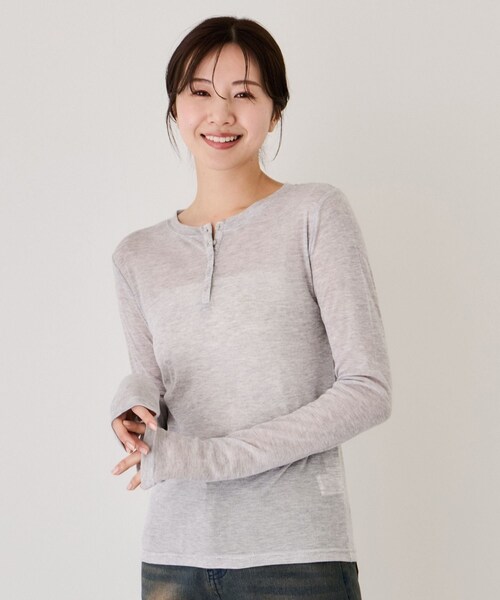 Jayro(ジャイロ)の「ヘンリーネックプルオーバー(Tシャツ/カットソー・レディース・ブラック/グレー/ホワイト系・M)」の3枚目の写真