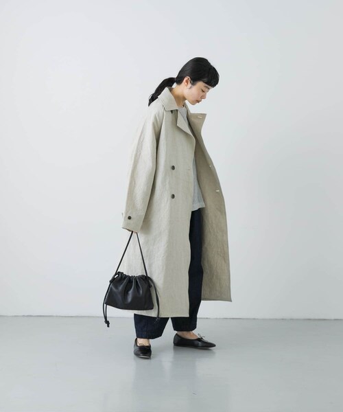 かぐれ（カグレ）の「『ユニセックス』コットンリネンオーバートレンチコート（ステンカラーコート・レディース・L/BEIGE/BEIGE・1/2）」の10枚目の写真