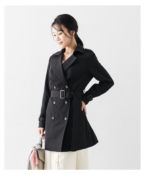 nissen（ニッセン）の「【大きい胸専用】ミドル丈トレンチコート（トレンチコート・レディース・ブラック/ベージュ・FM/FL/FLL/F3L）」の3枚目の写真