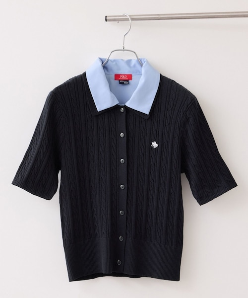 VIS(ビス)の「【POLO BCS】VIS別注ケーブルドッキング衿付きカーディガン(カーディガン/ボレロ・レディース・グレー/ベージュ/ネイビー・F)」の3枚目の写真